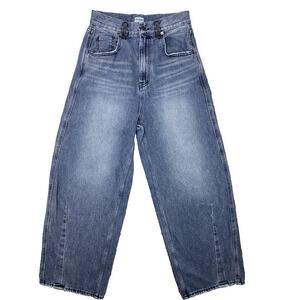 THEILMA Jeans Womens Size Small 26W Weber Barrel Wide Leg Denim Pants Whiskers